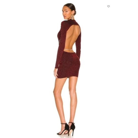 H:ours Willow Open Back Mini With Chain in Black Metallic Red Size L - Picture 1 of 6